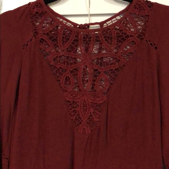 American Eagle Maroon Lacey Long Sleeve Dress - Picture 5 of 5